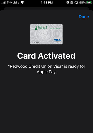 Adding a card to Apple Wallet in mobile, step 7