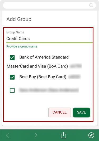 Setting up groups in bill pay in mobile, step 5
