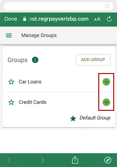 Deleting or changing groups in bill pay in mobile, step 2
