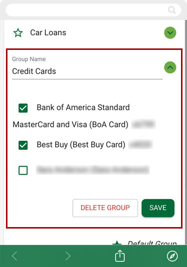 Deleting or changing groups in bill pay in mobile, step 3