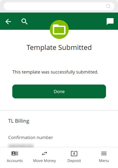 Scheduling ACH templates in mobile, step 6