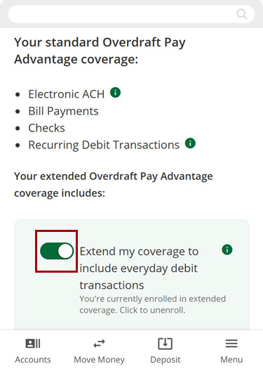 Changing your OPA enrollment in mobile, step 4a