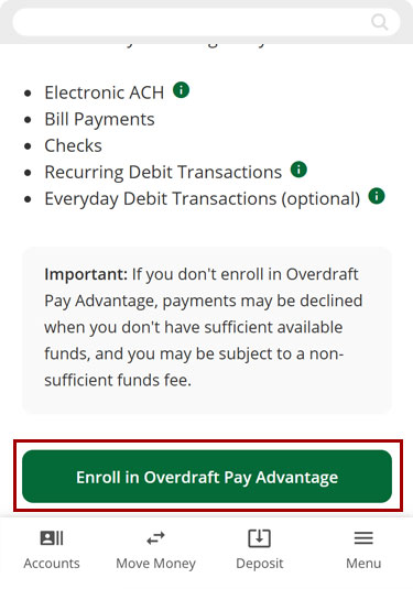 Changing your OPA enrollment in mobile, step 6