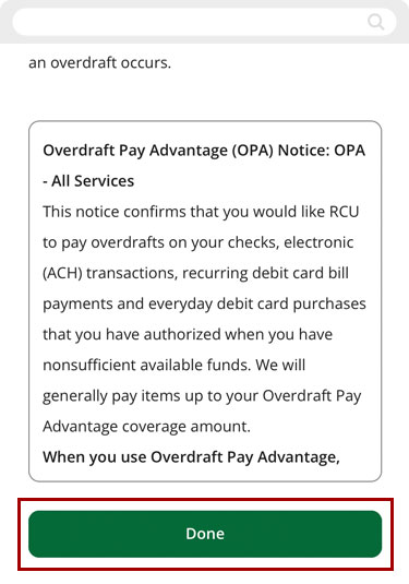 Changing your OPA enrollment in mobile, step 6