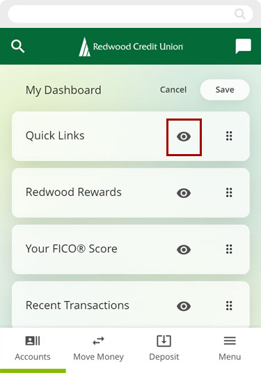 Customize your dashboard on mobile, step 2