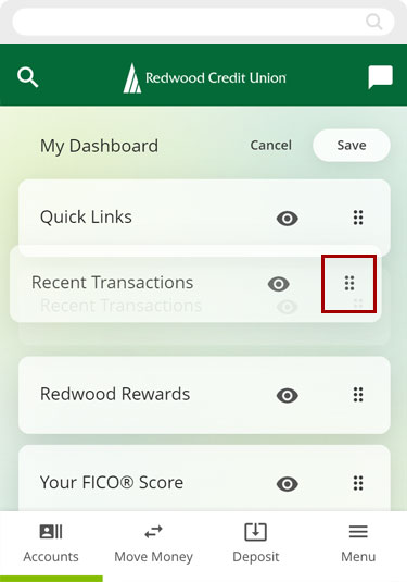 Customize your dashboard on mobile, step 3