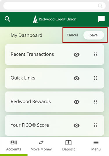 Customize your dashboard on mobile, step 4