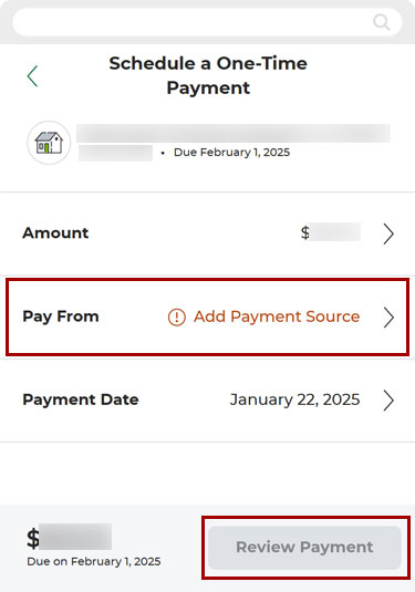 Making first mortgage payments using mobile banking, step 5