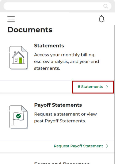 Finding mortgage tax statements in mobile, step 6