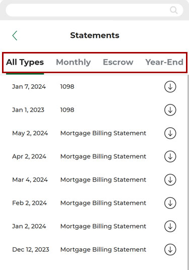 Finding mortgage tax statements in mobile, step 7