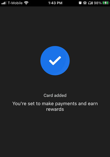 Adding a card to Google Pay in mobile, step 11