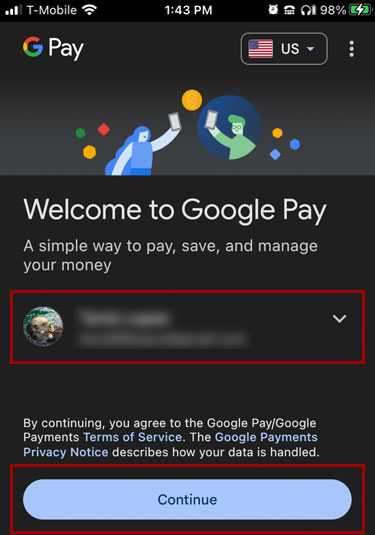 Adding a card to Google Pay in mobile, step 2