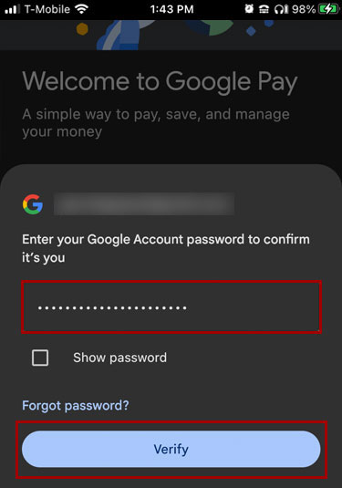Adding a card to Google Pay in mobile, step 3