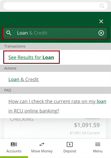 Looking up transactions in mobile, step 2