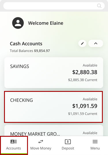 Looking up transactions in mobile, step 4