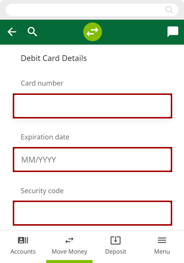 Paying a loan with a debit card in mobile, step 6