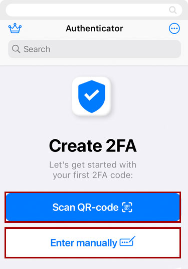 Setting up Authenticator in mobile, step 4