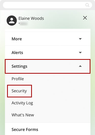 Accessing multi-factor security in mobile, step 2