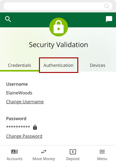 Accessing multi-factor security in mobile, step 3