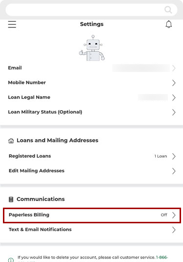 Enabling paperless first mortgage statements in mobile, step 6