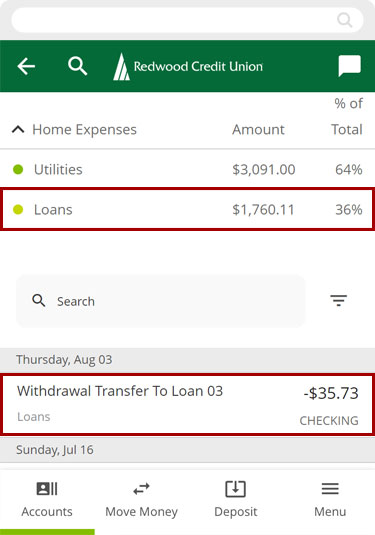 Recategorize transactions in the Spending Analysis tool using a mobile device, step 3