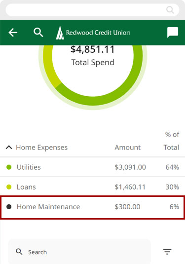 Recategorize transactions in the Spending Analysis tool using a mobile device, step 8