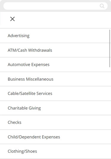 Recategorizing transactions in the account list in mobile, step 4