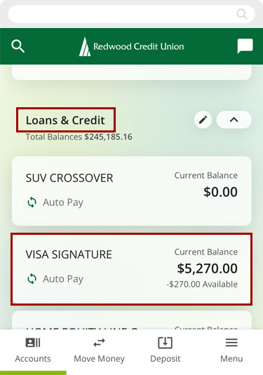 Register for card alerts in mobile, step 1