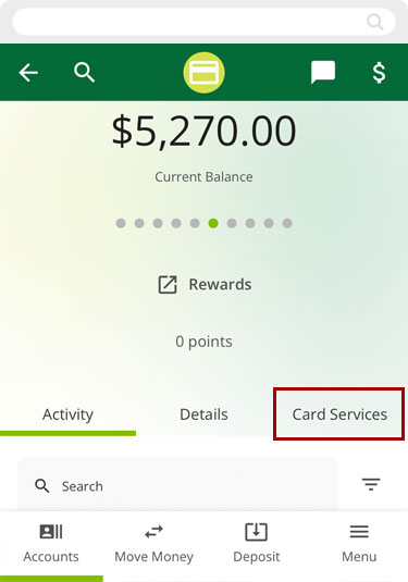 Register for card alerts in mobile, step 2