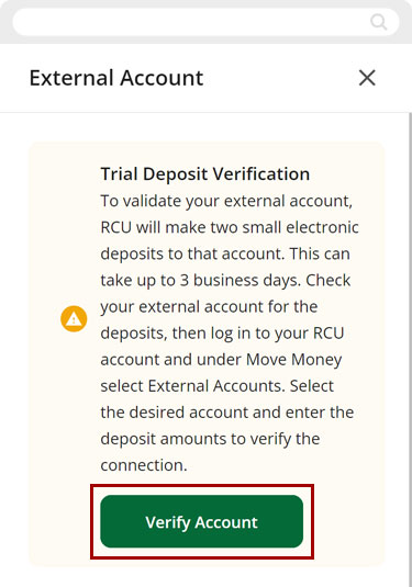 Setting up external transfers manually using the mobile app, step 5