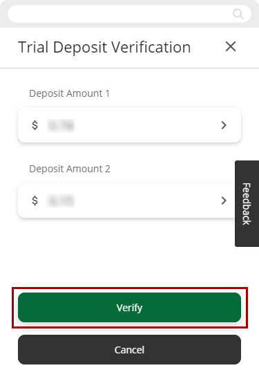 Setting up external transfers manually using the mobile app, step 6