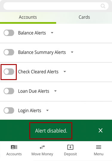 Remove alerts in mobile, step 4