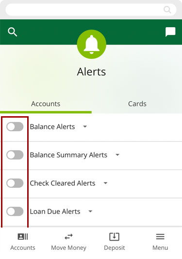 Set up alerts in mobile, step 4