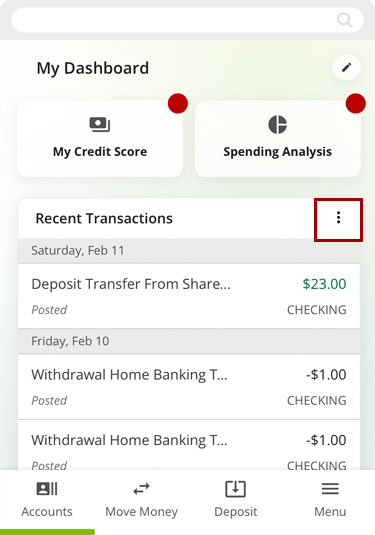 See recent transactions in mobile, step 2