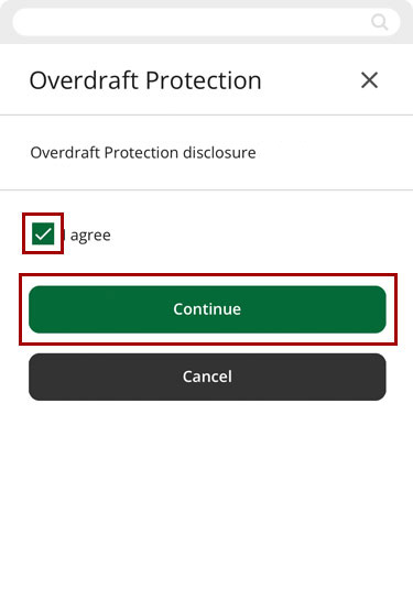 Updating overdratf protection transfer in mobile, step 8