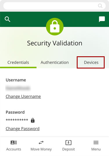 View, adjust, and/or delete devices used in mobile, step 3