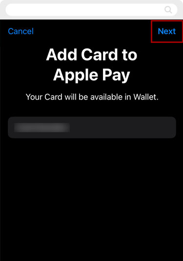 Adding an RCU debit or credit card to Apple Wallet using RCU’s digital banking app, step 4