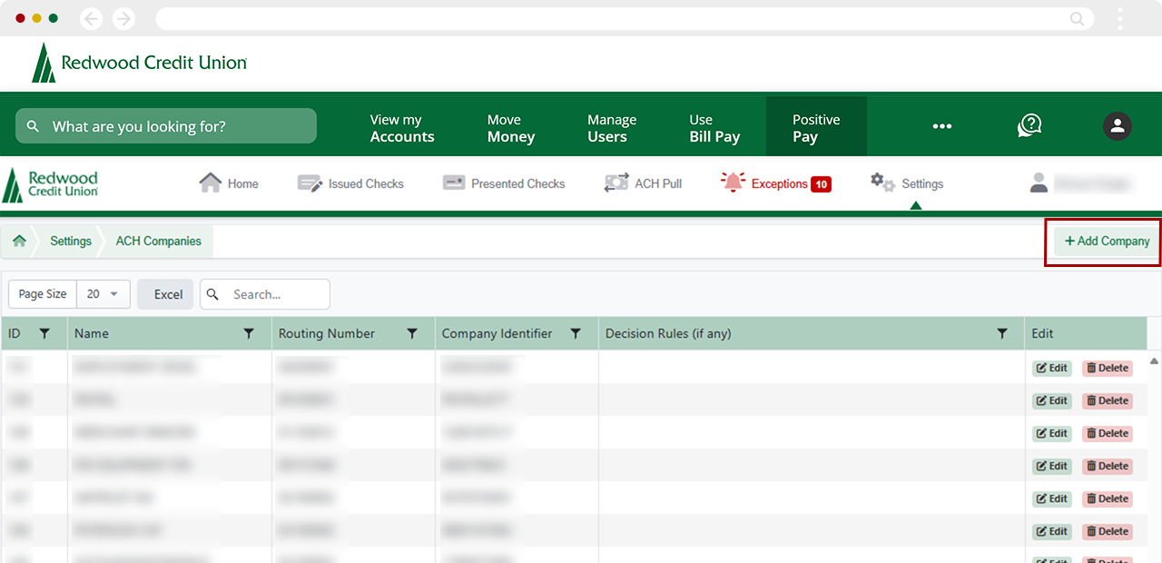 Add ACH Company: Step4