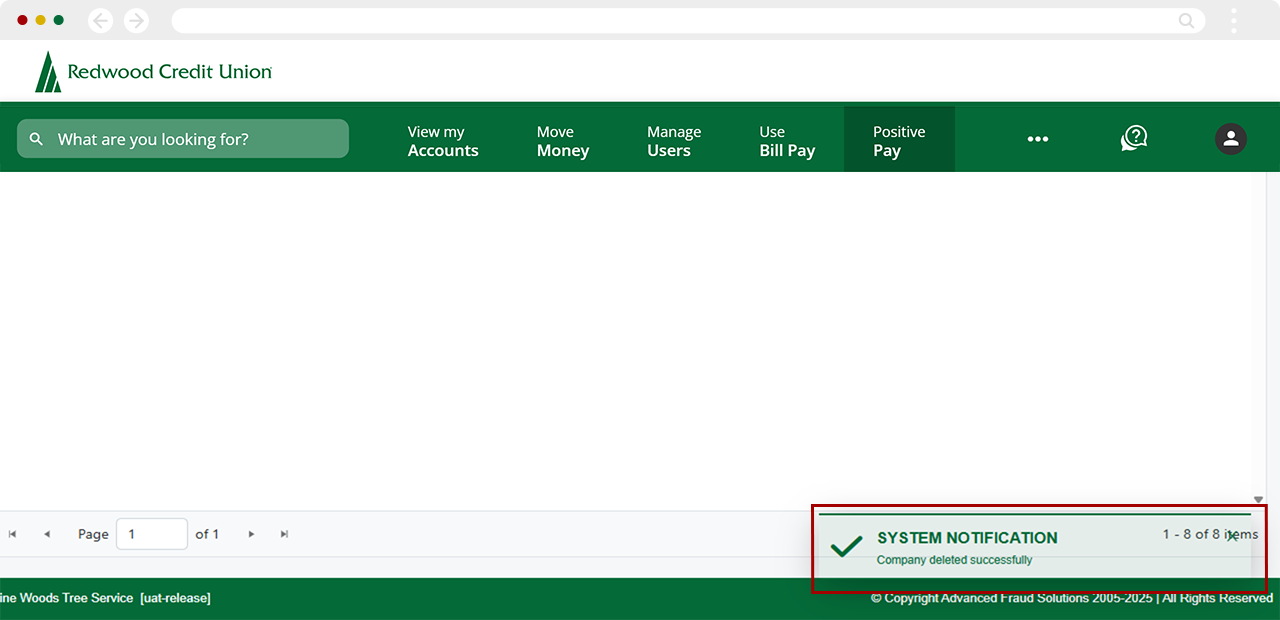 Delete ACH Company: Step6