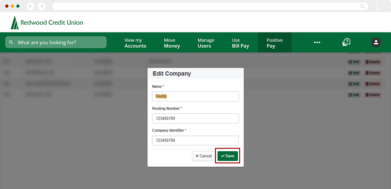 Edit ACH Company: Step5
