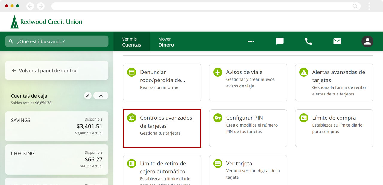 Configurando controles de tarjetas usando una computadora, paso 1