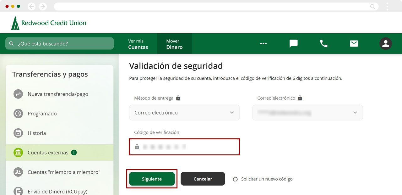 Configurando cuentas externas usando una computadora, paso 2b