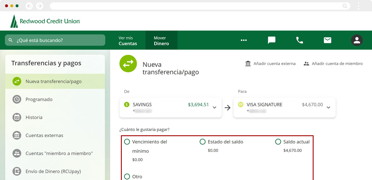 Haciendo un pago usando una computadora, paso 2
