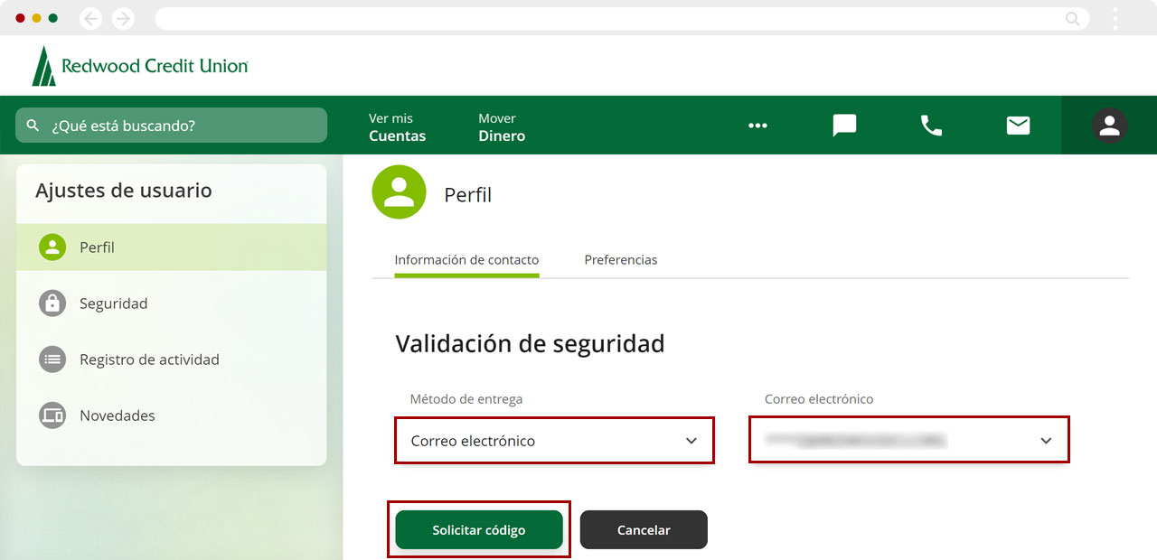 Actualizando información personal usando una computadora, paso 3