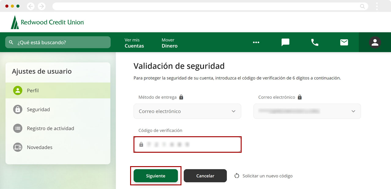 Actualizando información personal usando una computadora, paso 4