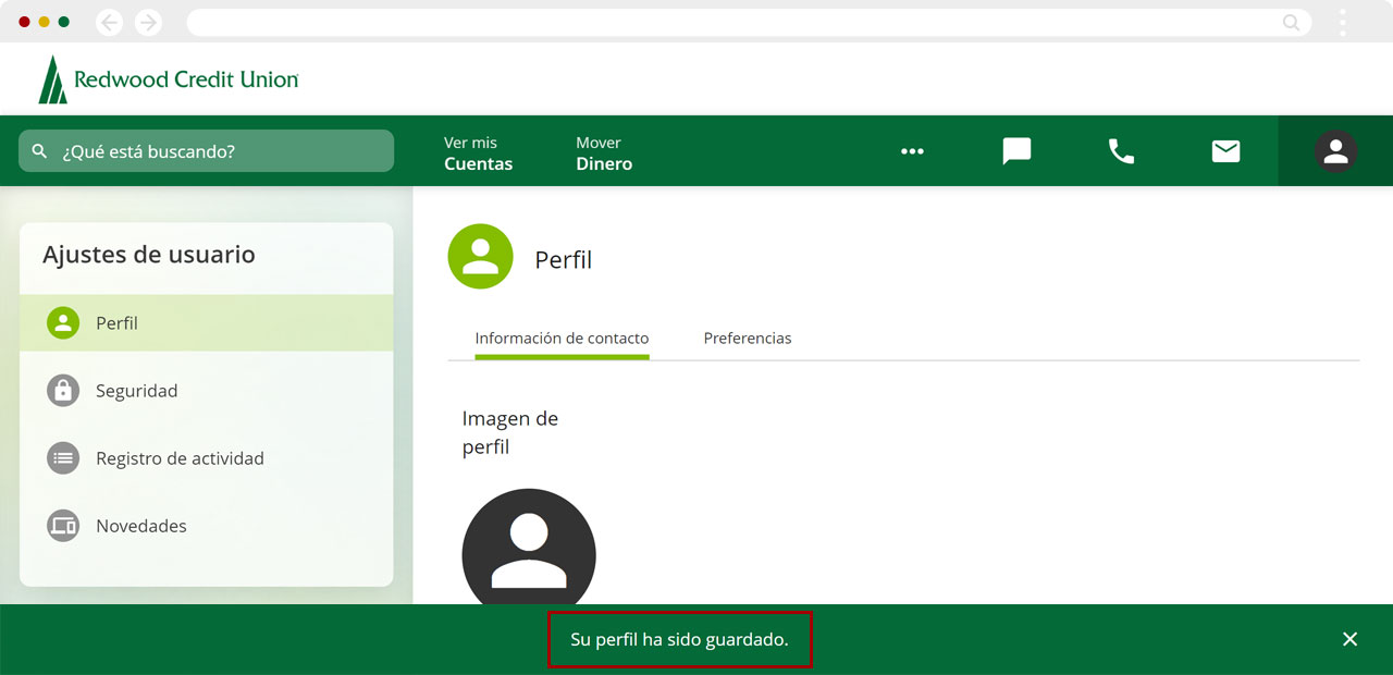 Actualizando información personal usando una computadora, paso 5