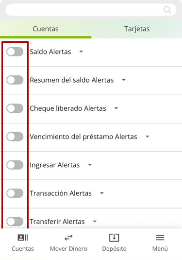 Configurando alertas usando un dispositivo móvil, paso 4