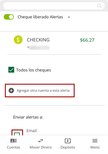 Configurando alertas usando un dispositivo móvil, paso 5