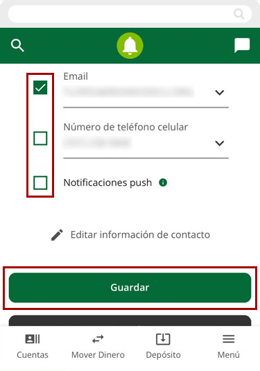 Configurando alertas usando un dispositivo móvil, paso 6