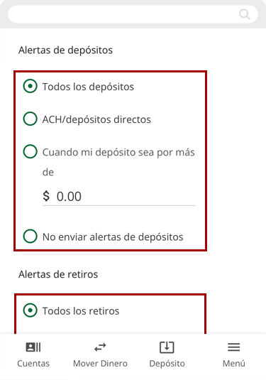 Editando alertas usando un dispositivo móvil, paso 4